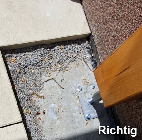 Stützenfuß richtig befestigt – Pfostenträger auf Betonfundament